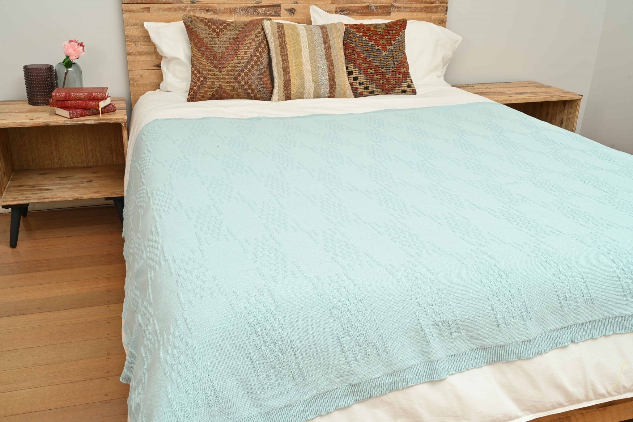 Mint Green Cotton Knitted Throw - Image 9