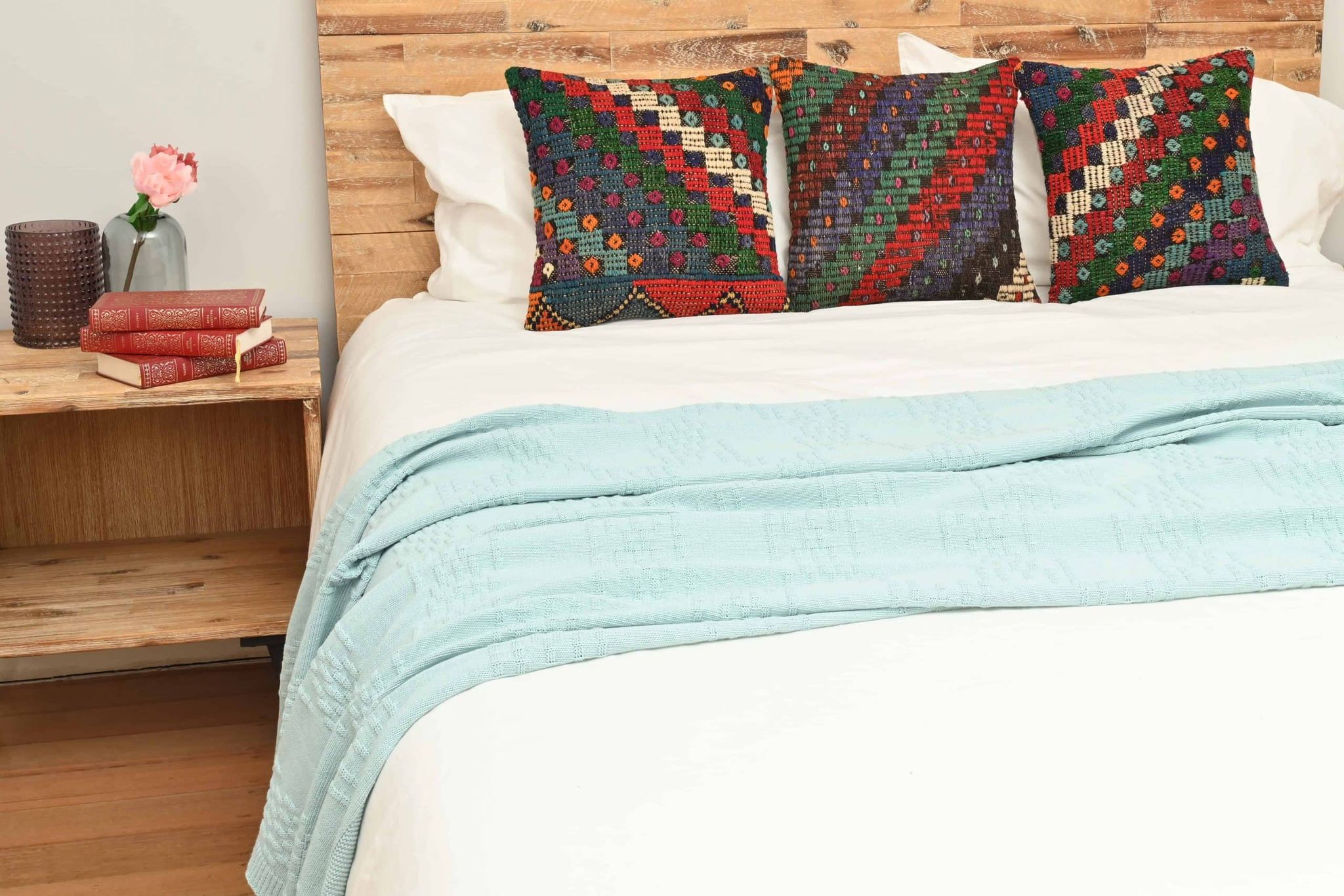 Mint Green Cotton Knitted Throw - Image 8
