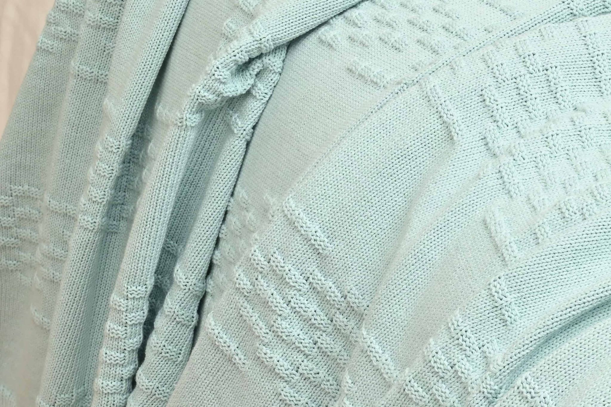 Mint Green Cotton Knitted Throw - Image 5