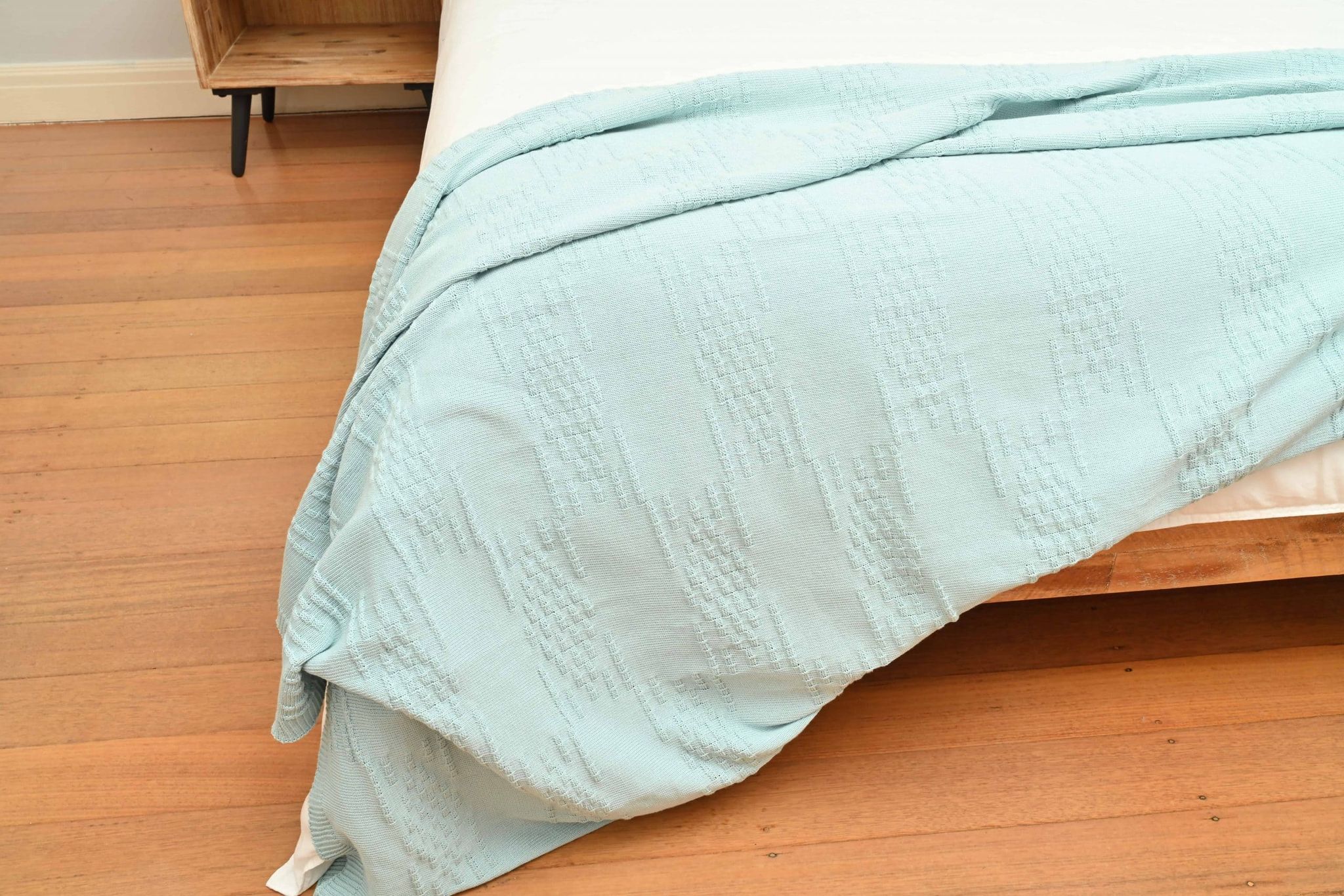 Mint Green Cotton Knitted Throw - Image 4