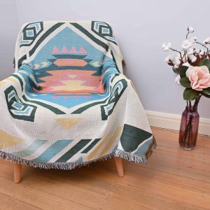 Najavo Diamond Pastel Blue Throw/Picnic Rug Small