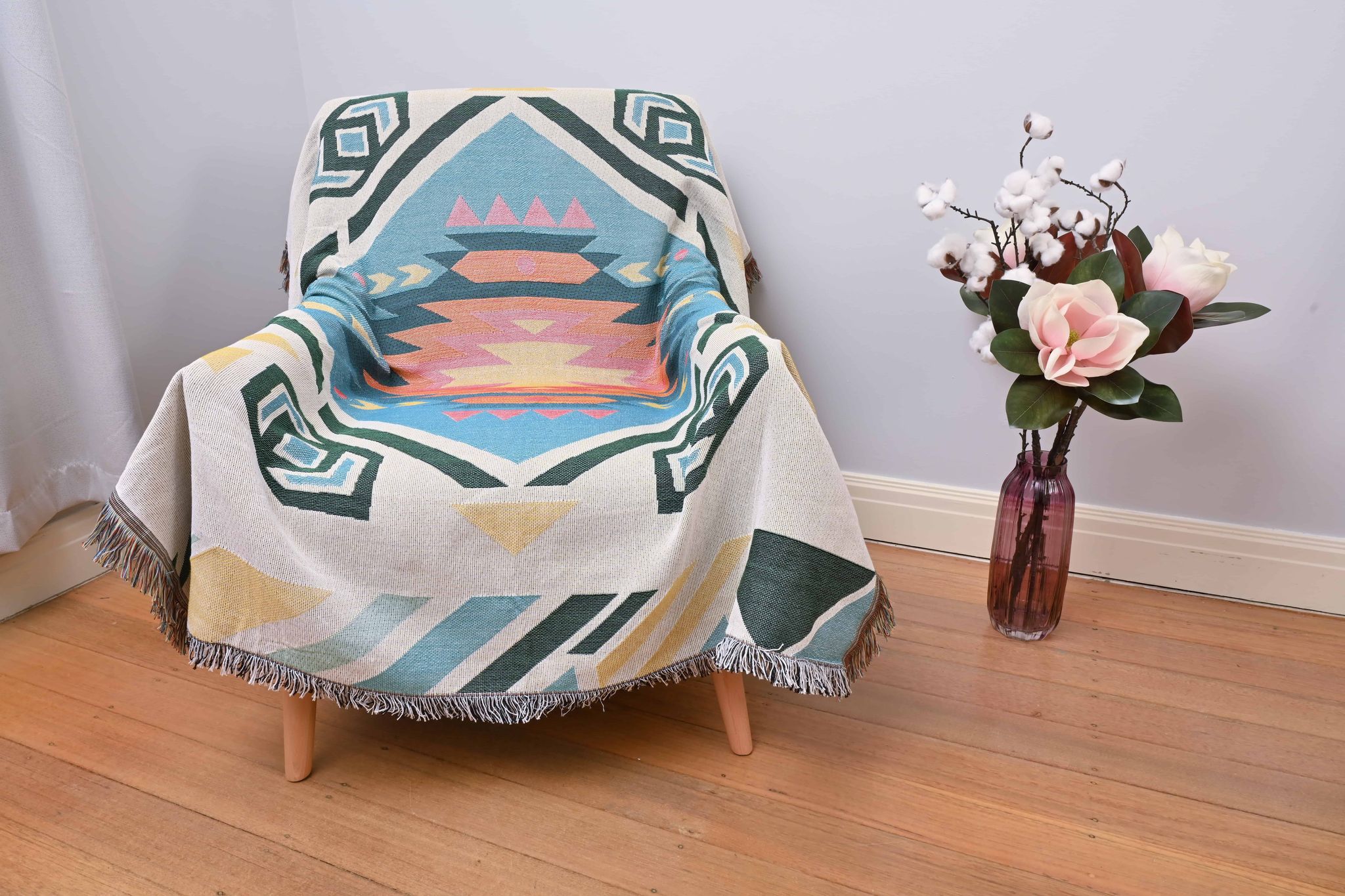 Najavo Diamond Pastel Blue Throw/Picnic Rug Small