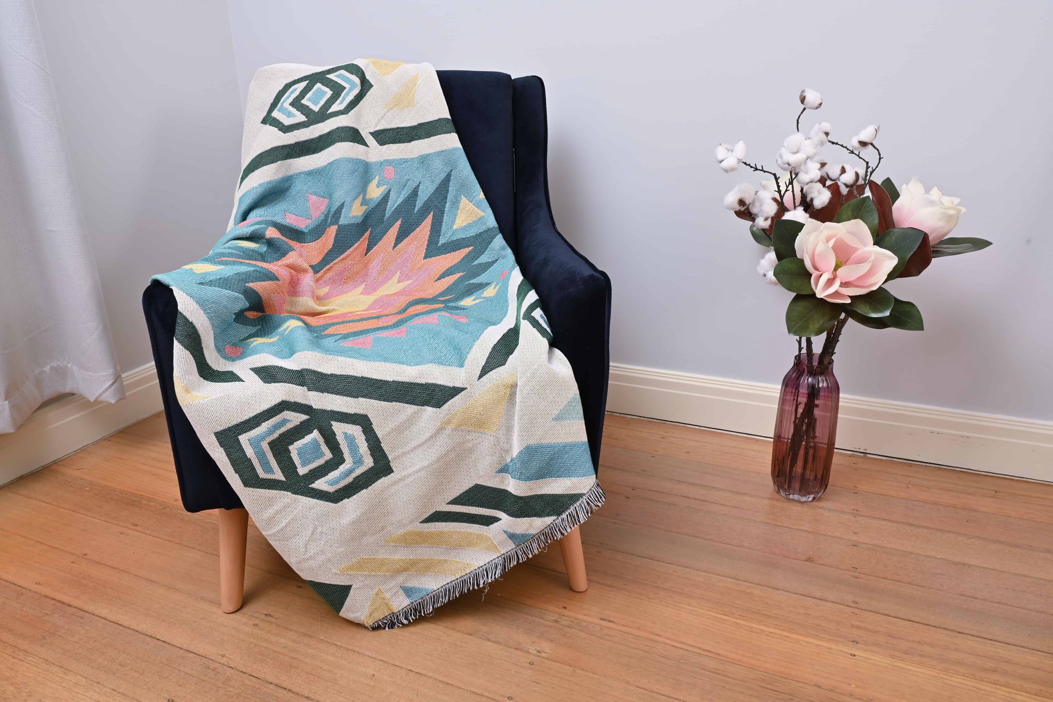 Najavo Diamond Pastel Blue Throw/Picnic Rug Small - Image 4