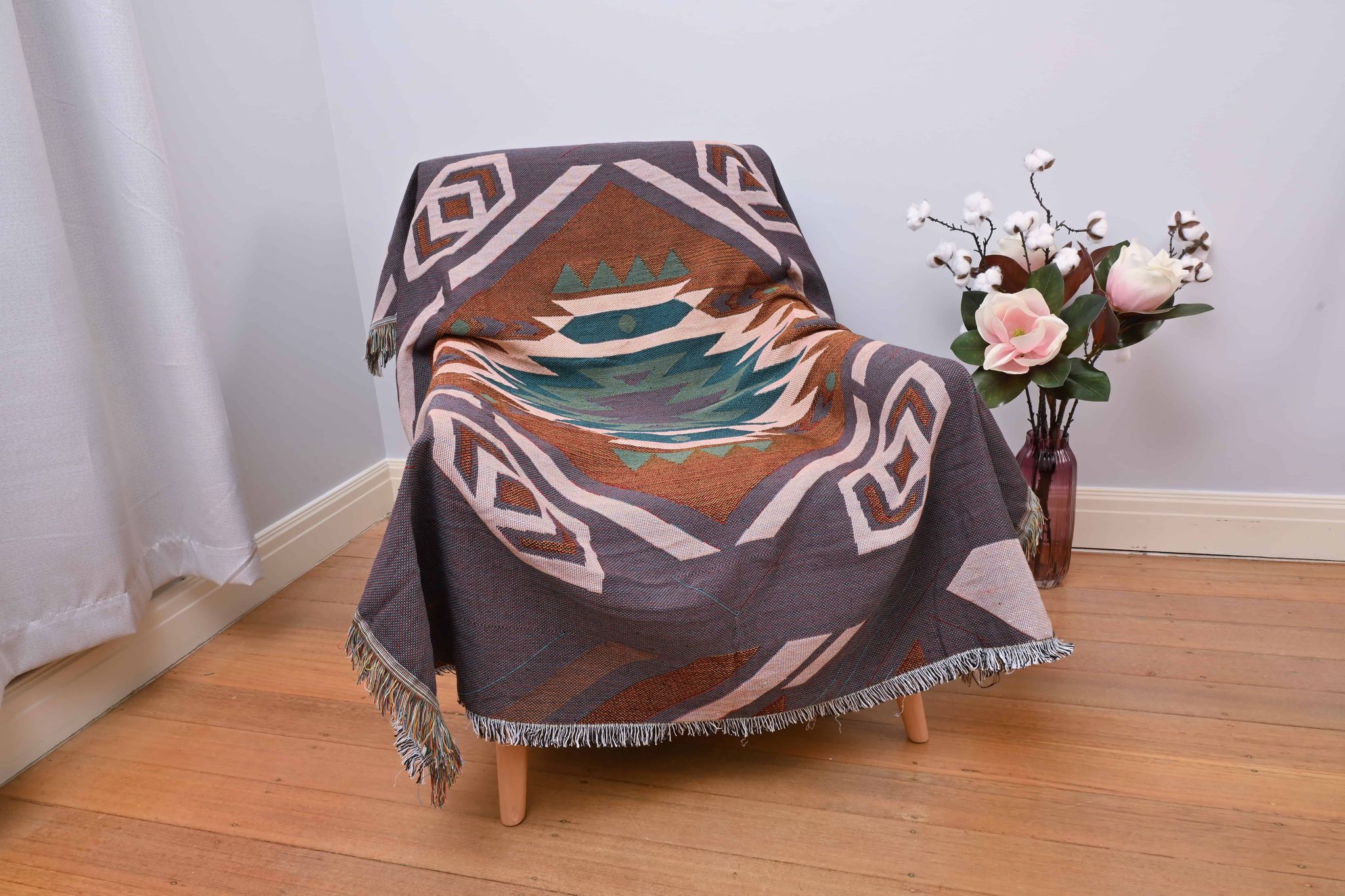 Najavo Diamond Pastel Blue Throw/Picnic Rug Small - Image 5