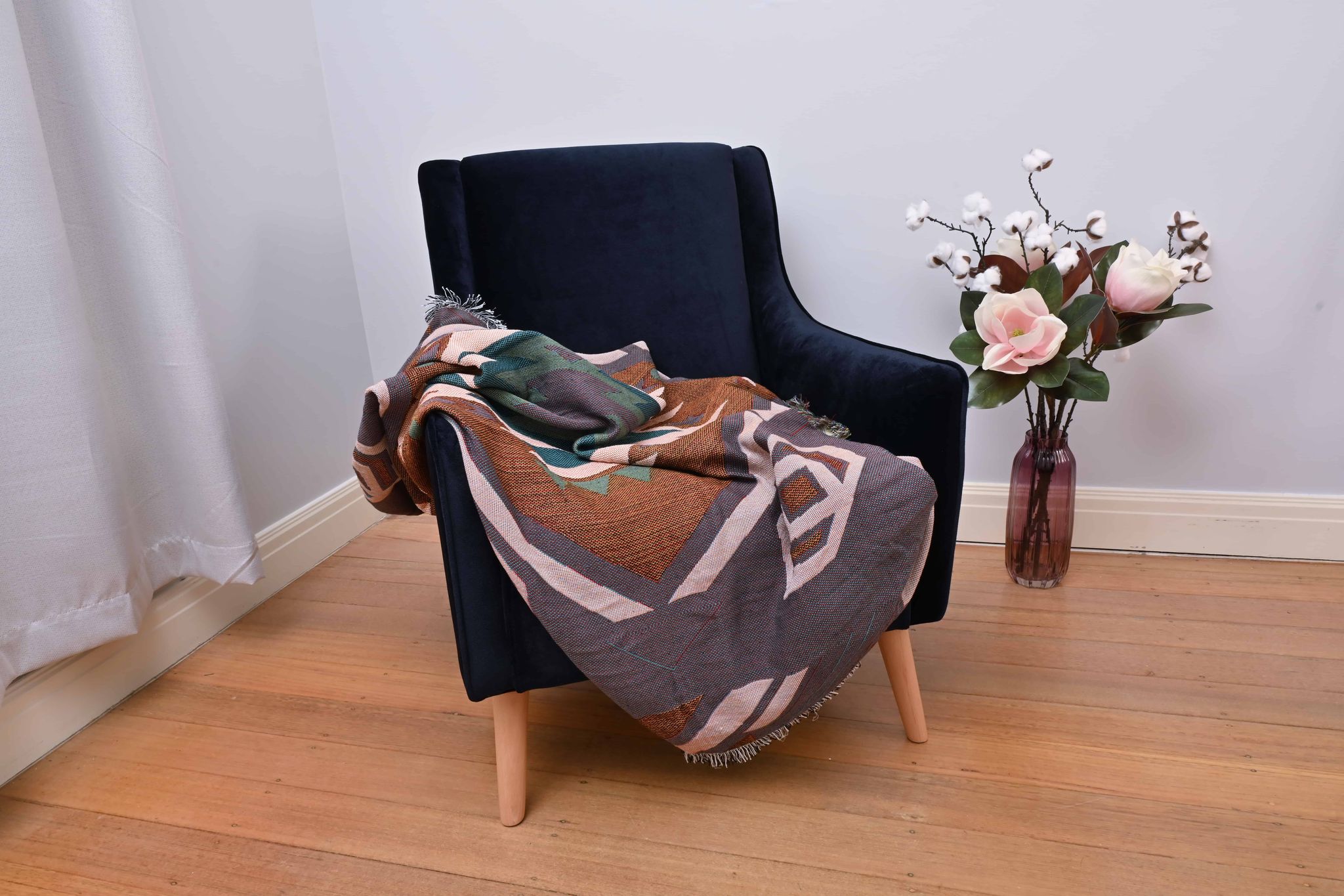 Najavo Diamond Pastel Blue Throw/Picnic Rug Small - Image 6