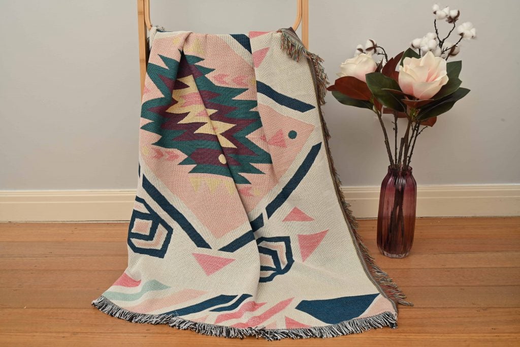 Najavo Diamond Pastel Pink Throw/Picnic Rug