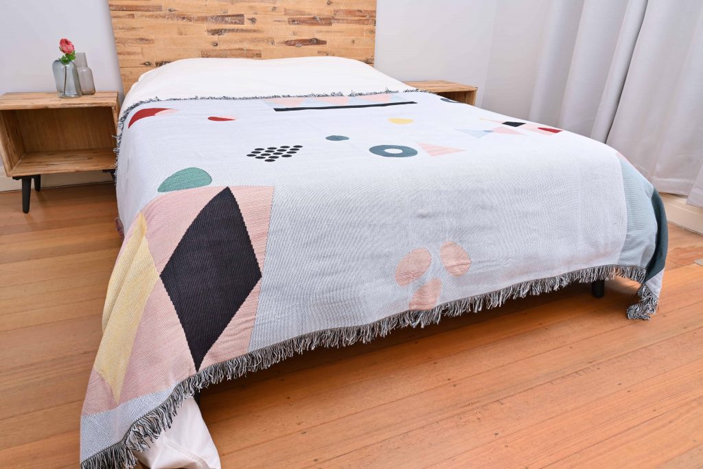 Sky Blue Geometric Throw Large/Picnic Rug