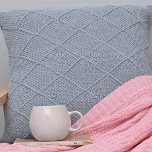 Smokey Grey Lattice Knitted Cushion