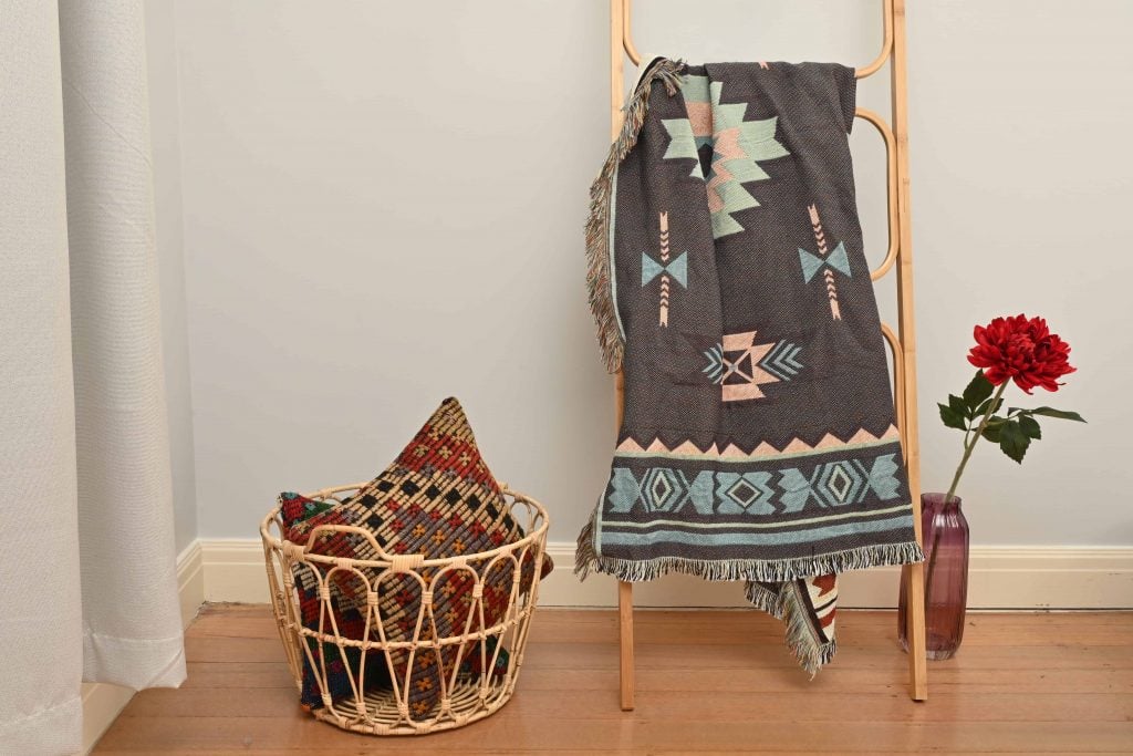 White Aztec Star Throw/Picnic Rug