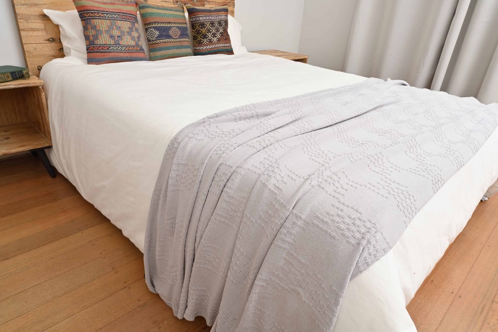 Winter's Grey Cotton Knitted Throw