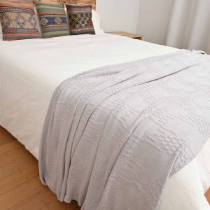 Winter’s Grey Cotton Knitted Throw