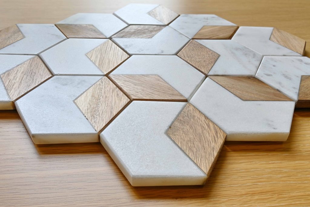 Marble and Wood Coasters (set of 4)