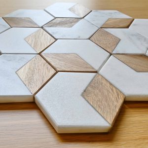Marble and Wood Coasters (set of 4)
