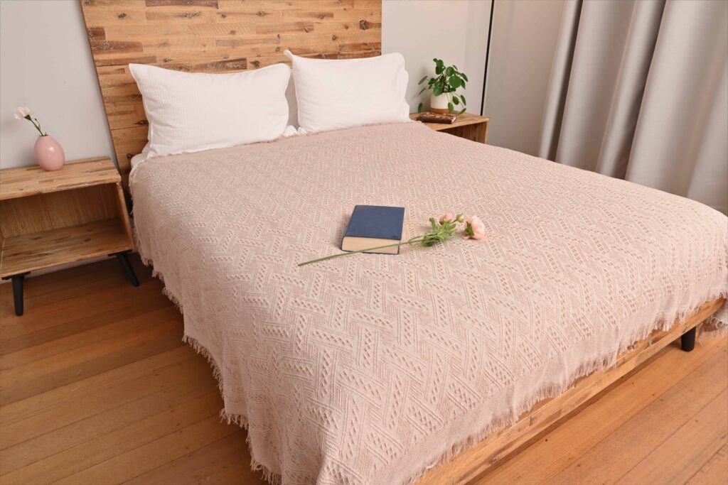 Vintage Style Woven Throw Medium Large Khaki