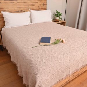 Vintage Style Woven Throw Medium Large Khaki