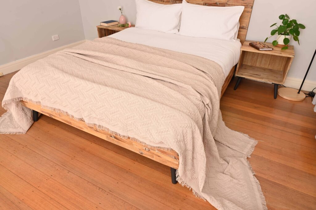 Vintage Style Woven Throw Extra Large Khaki