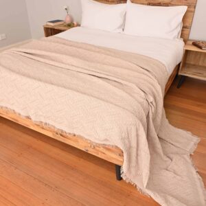 Vintage Style Woven Throw Extra Large Khaki