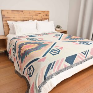 Najavo Diamond Pastel Pink Large Throw/Picnic Rug