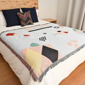 Sky Blue Geometric Throw/Picnic Rug Small