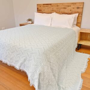 Vintage Style Woven Throw Extra Large Sky Blue