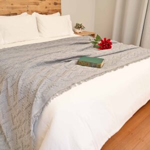 Vintage Style Woven Throw Extra Large Grey