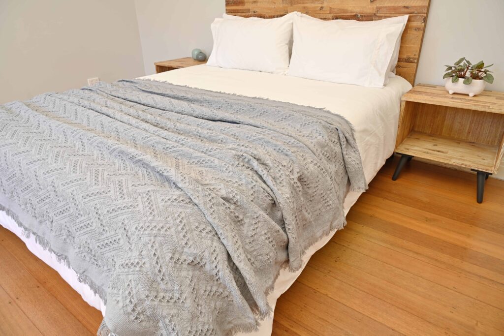 Vintage Style Woven Throw Medium Large Grey