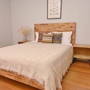 Geometric Tan Monochrome Throw/Picnic Rug Medium Large